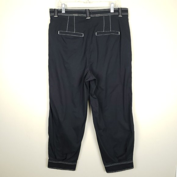 Anthropologie Maeve Barrel Wide Leg Cuffed Chino Pants Black Size 14 NWT - Picture 8 of 9